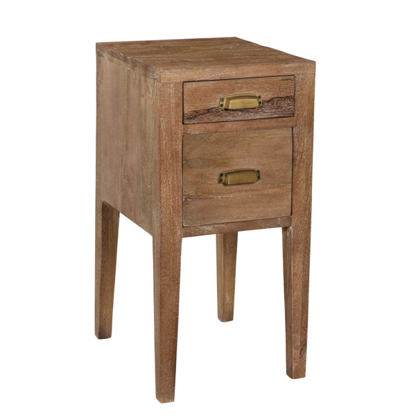 Loon Peak® Solis 28'' Tall Solid Wood 2 Drawer End Table Wayfair